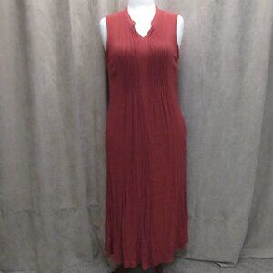 Coldwater Creek Rusty Coral Crinkle Stretch Rayon Maxi w/Pockets Size M